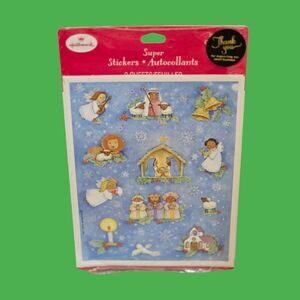 Sealed Vintage Hallmark Super Stickers Glitter Nativity Christmas Scene 2 Sheets